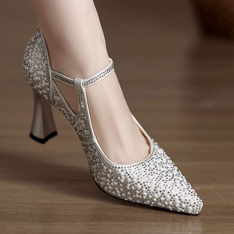 Low-Cut Pearl Wedding Heels - view 2