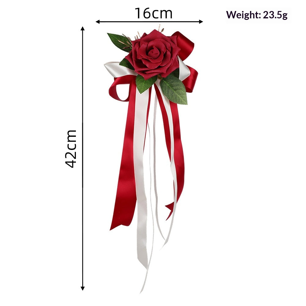 Wedding Car Mirror & Handle Flower Decor - view 5
