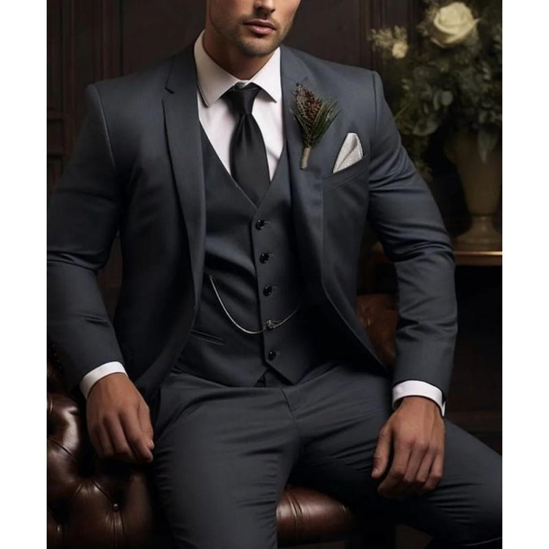 Men's Three-piece Solid-colour Suit - view 2