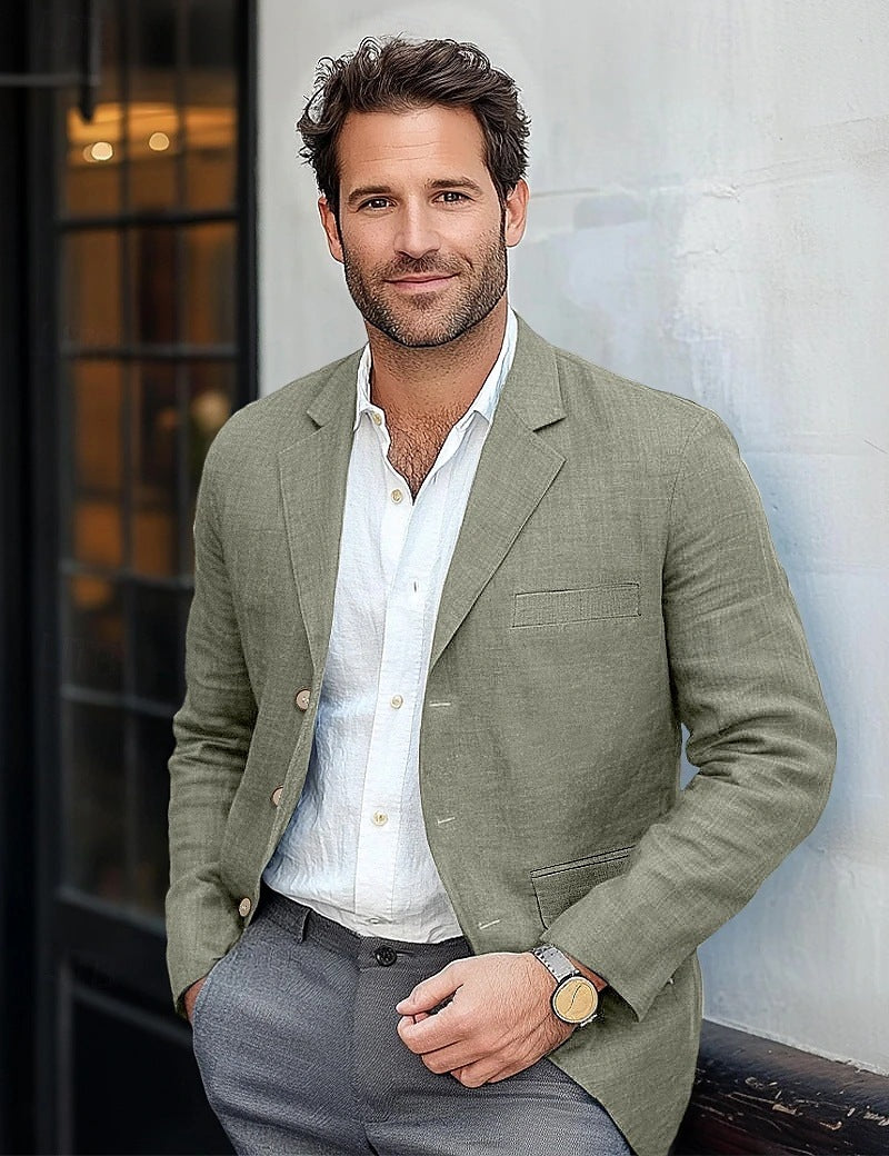 Men's Cotton and Linen Casual Suit Jacket - view 2