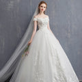 Off-Shoulder Lace Ball Gown Wedding Dress - view 2