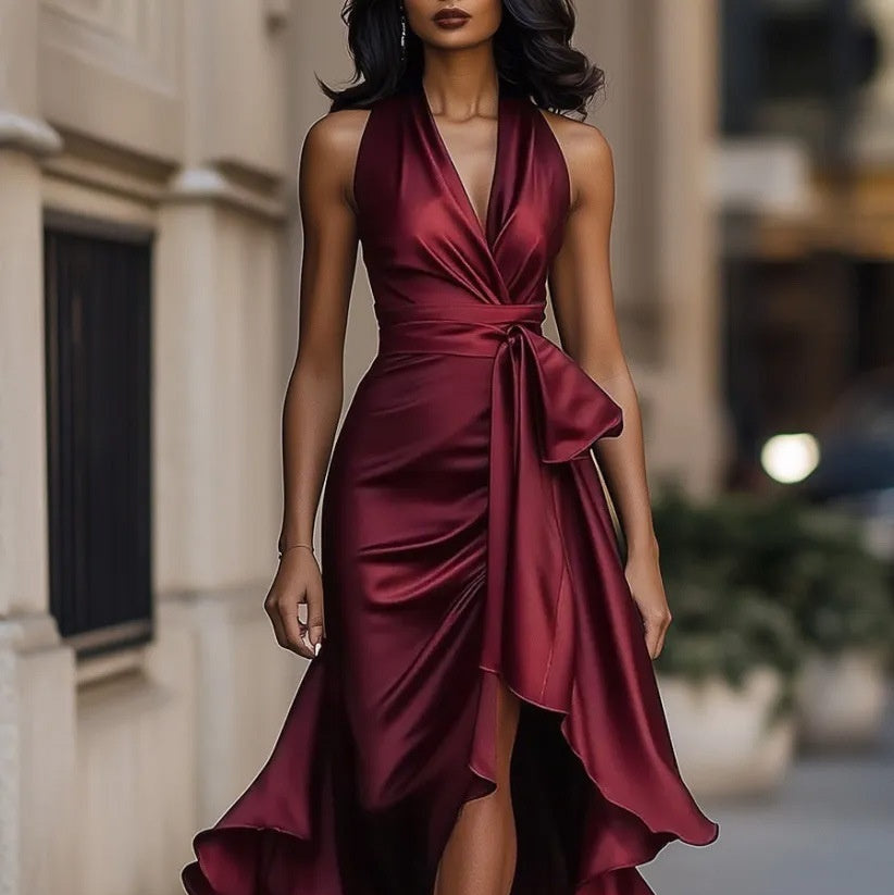 Satin Halter Gown - view 4