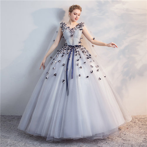 Floral Applique Tulle Ball Gown - view 1