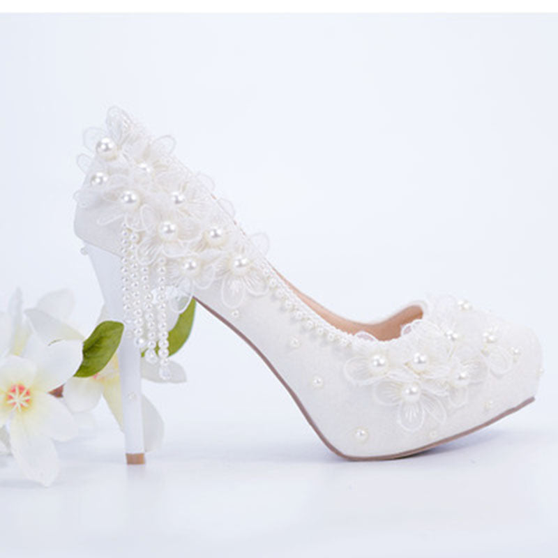 Lace Tassel Bridal Wedding Heels - view 2