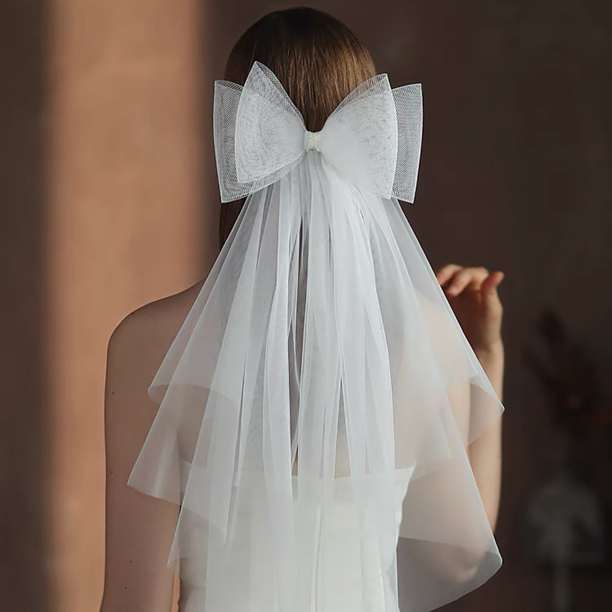 Ribbon Bow Bridal Veil with Hair Comb - view 5
