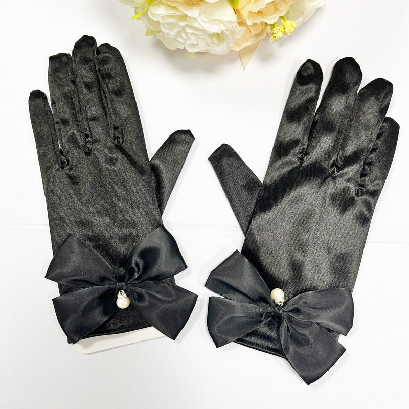 Satin Bow Bridal Gloves - view 2