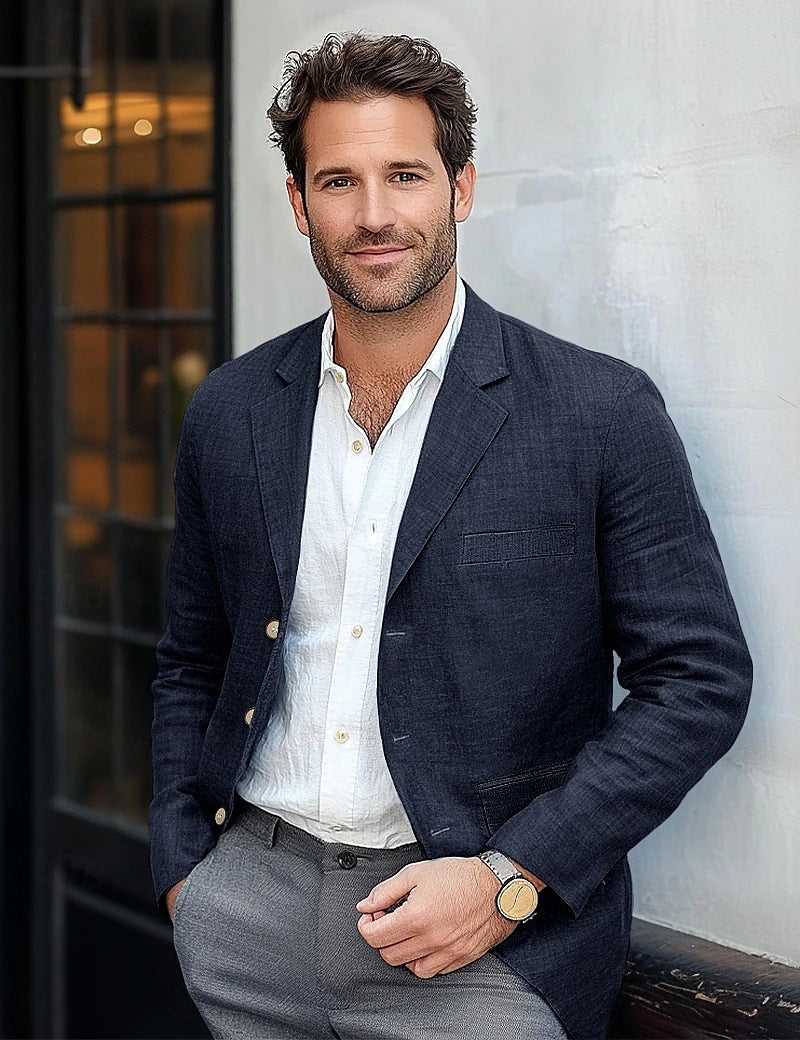 Men's Cotton and Linen Casual Suit Jacket - view 3