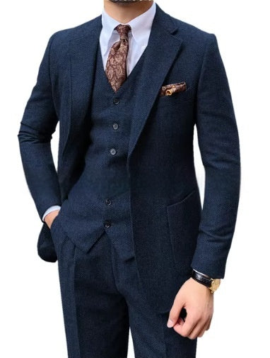 Men's Herringbone Single-breasted Casual Suit - view 6