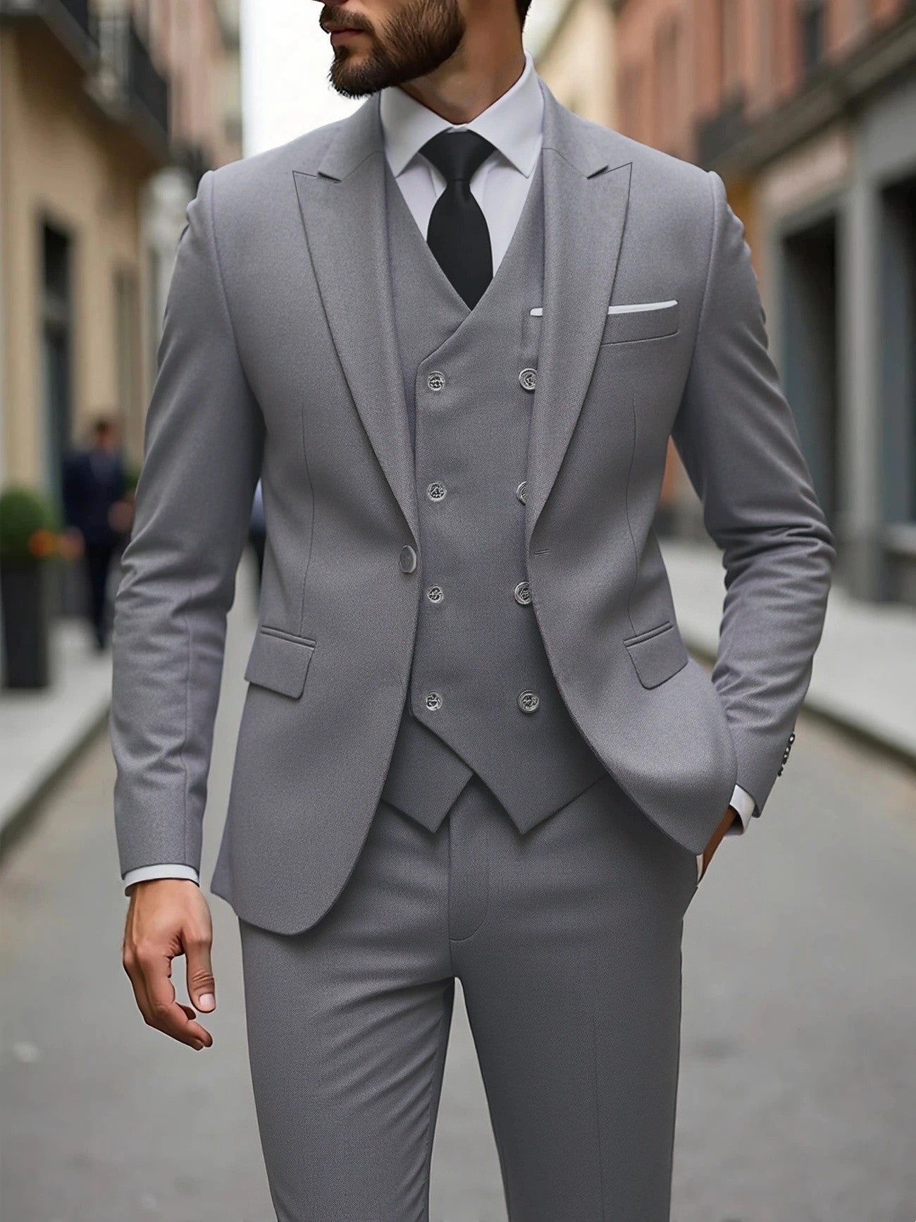Men's Double-Breasted Three-Piece Suit - view 3
