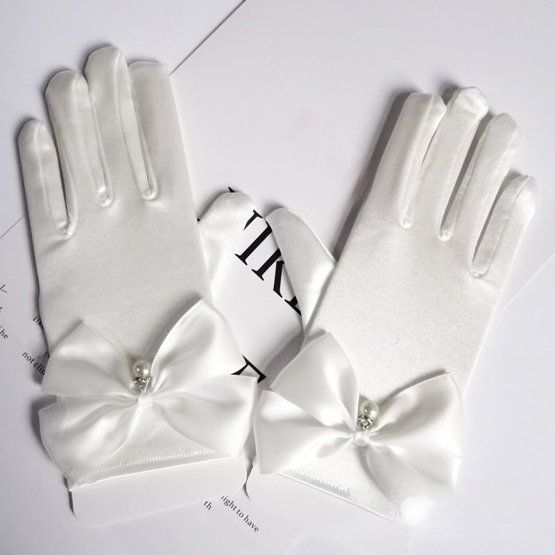 Satin Bow Bridal Gloves - view 1