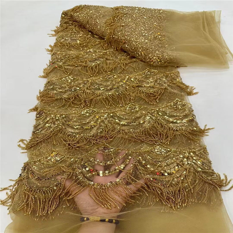 Beaded Tassel Bridal Lace Fabric - view 4