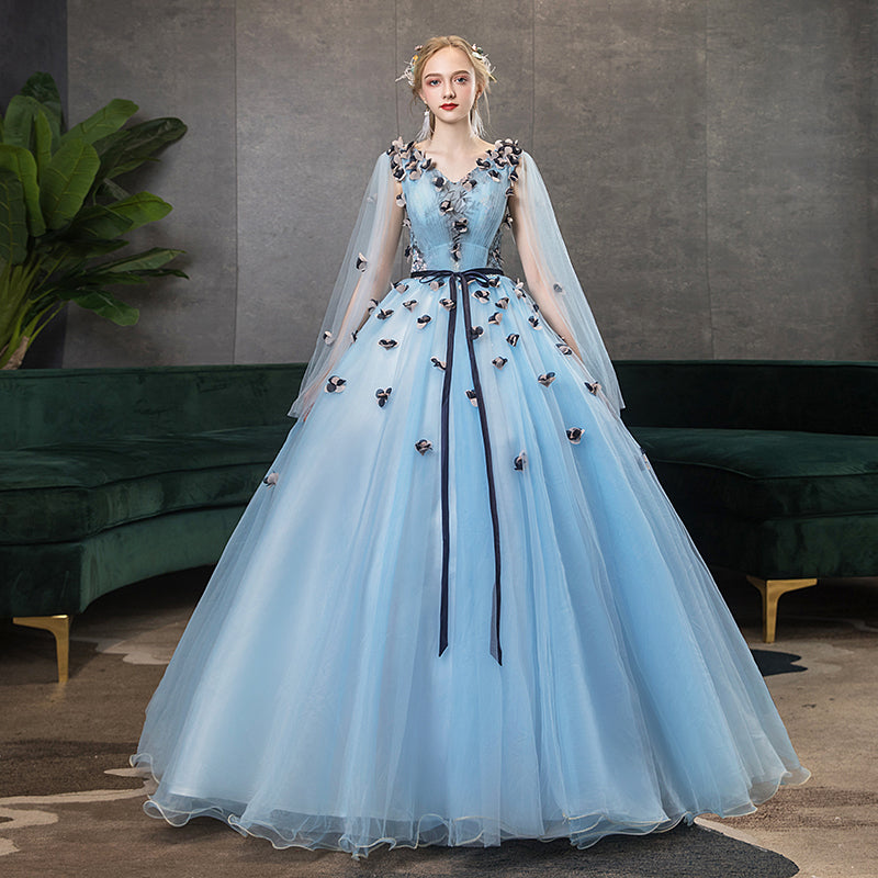 Floral Applique Tulle Ball Gown - view 3