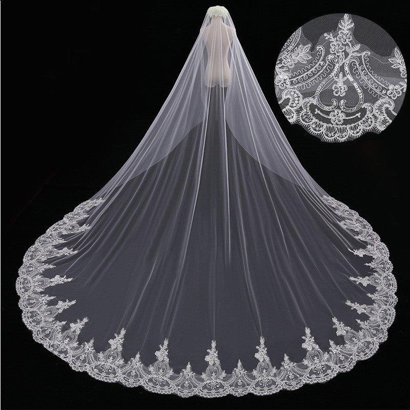 Long Trailing Wedding Veil - view 2