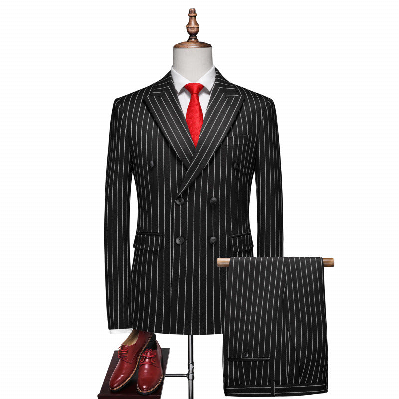 Striped Double-Breasted Suit Set - view 4