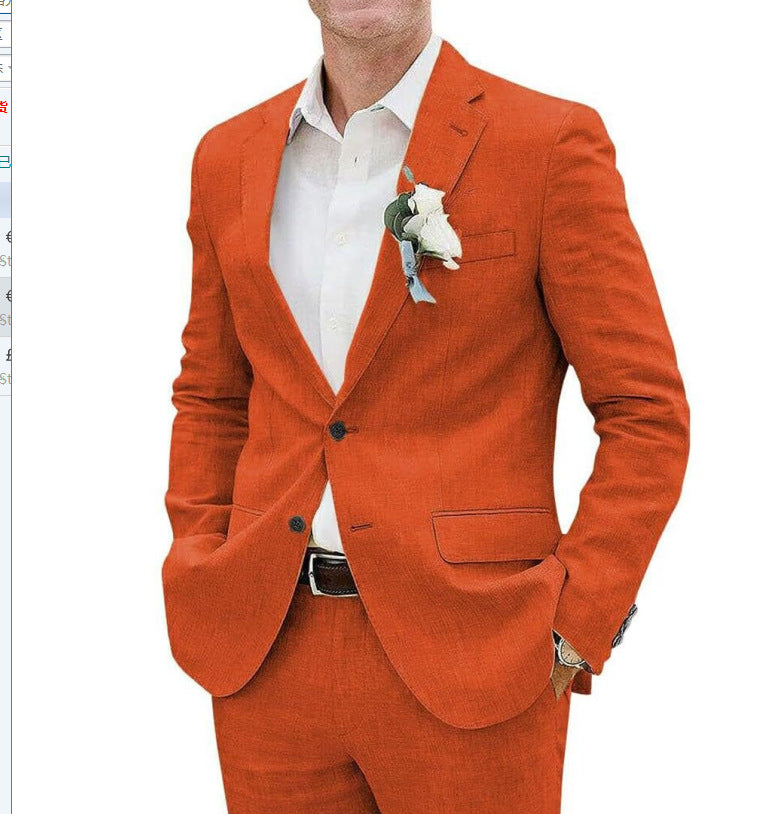 Men's Casual Linen Business Two-piece Suit - view 5