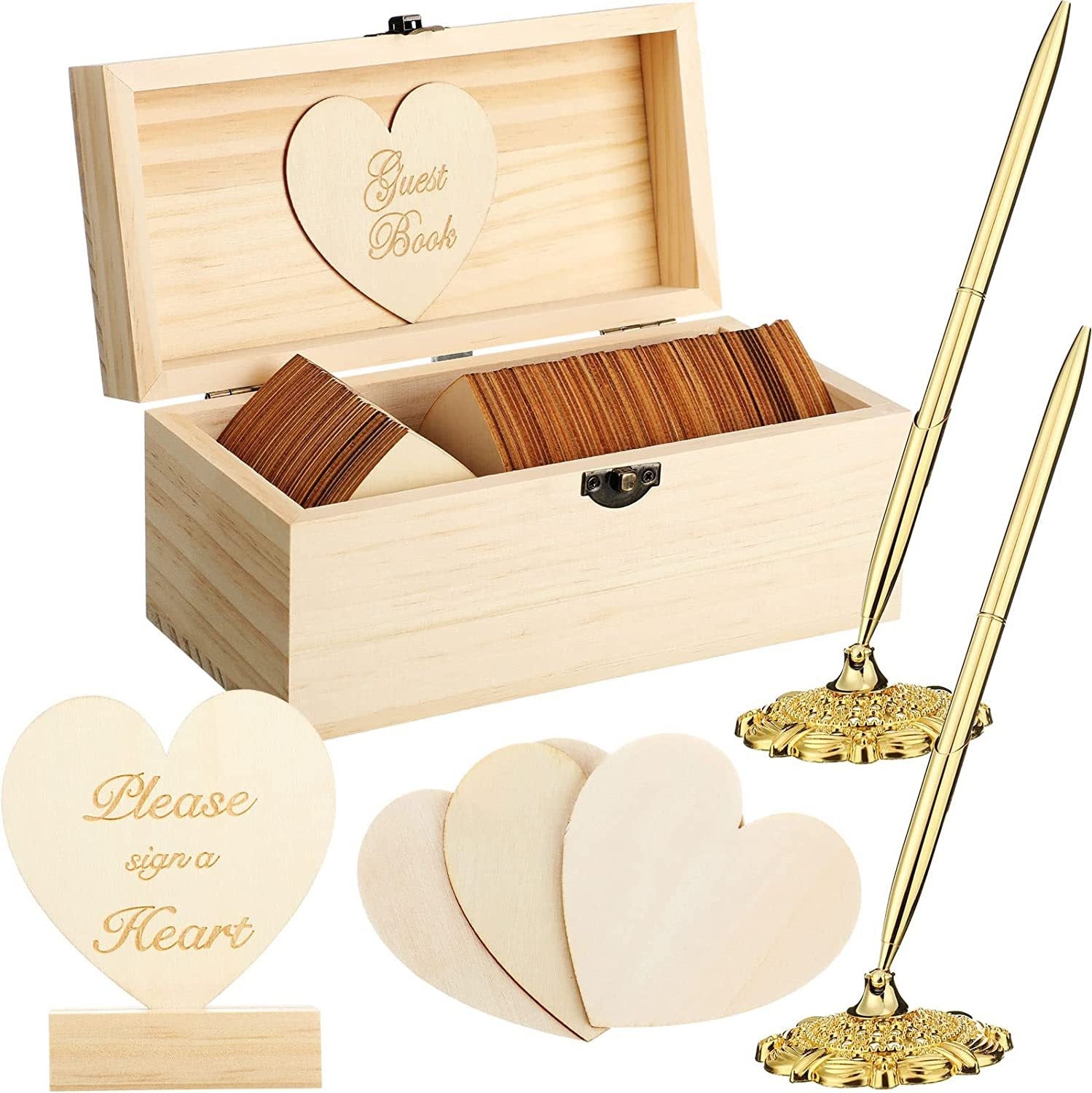 Wooden Heart Guest Book for Wedding & Bridal Shower - view 2