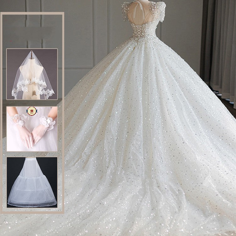 Trailing Ball Gown Wedding Dress - view 5