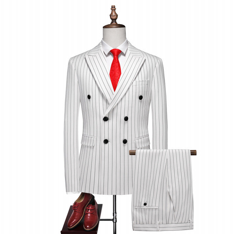 Striped Double-Breasted Suit Set - view 5