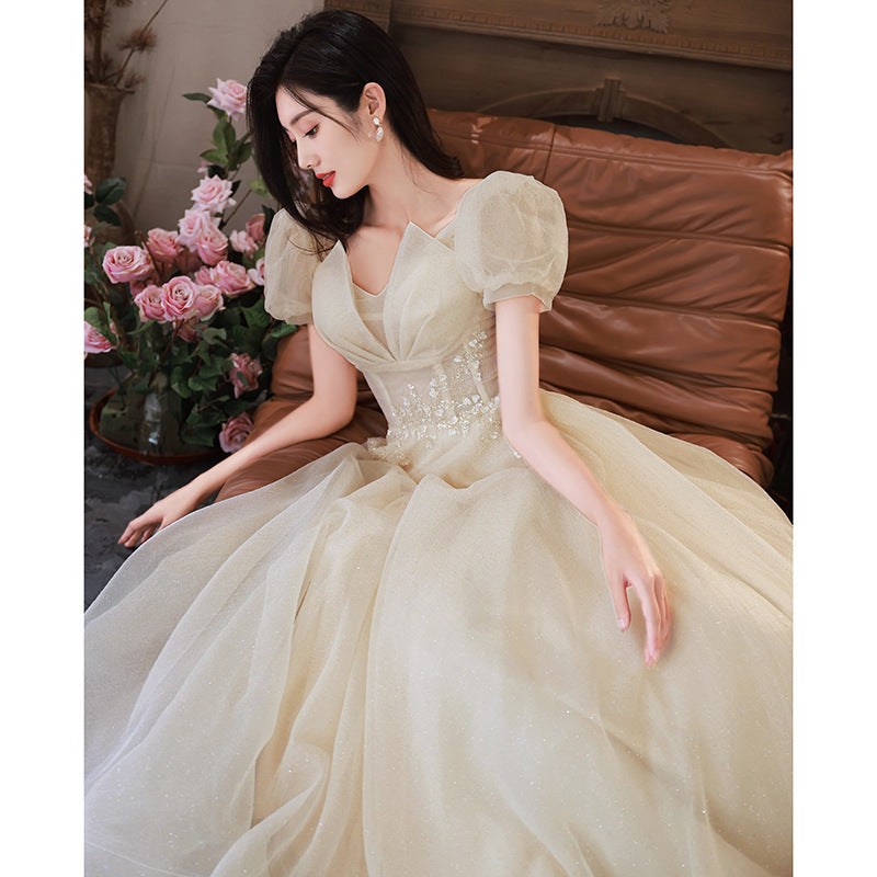 Puff Sleeve Sequin Evening Dress - view 6