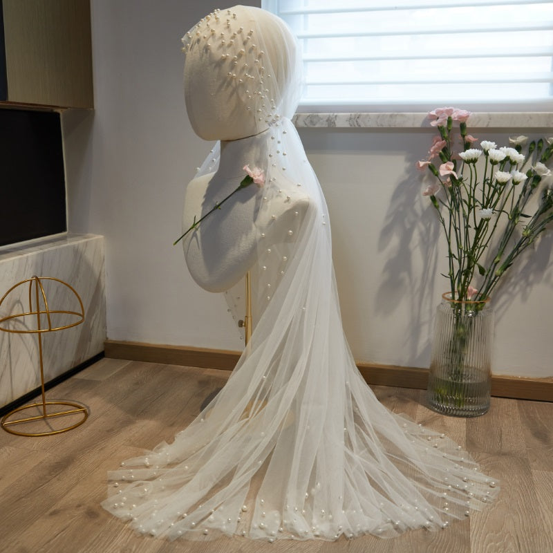 Long Pearl Wedding Veil