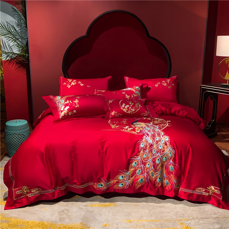 Red Cotton Wedding Bedding Set - view 3