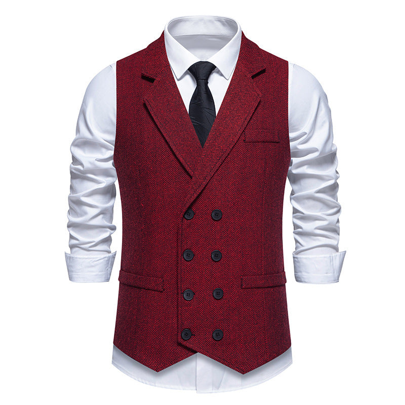 Men's Herringbone Tweed Double-breasted Suit Vest - view 2
