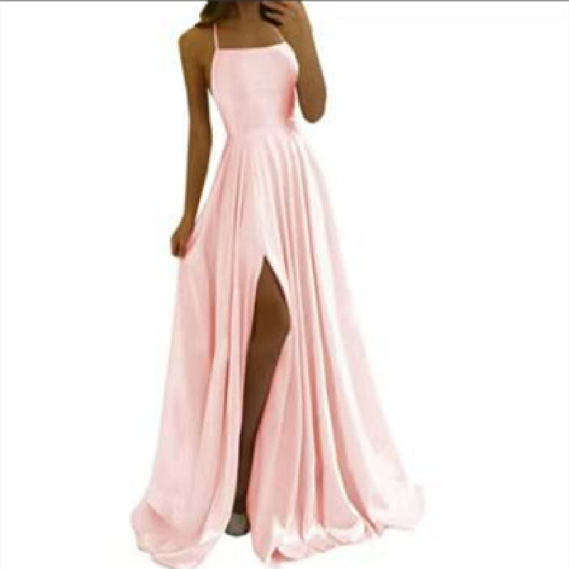 Satin Slit Evening Dress - view 2