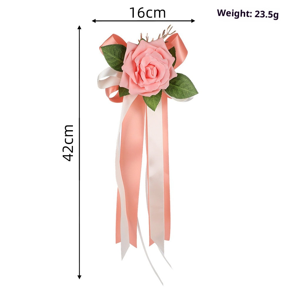 Wedding Car Mirror & Handle Flower Decor - view 3