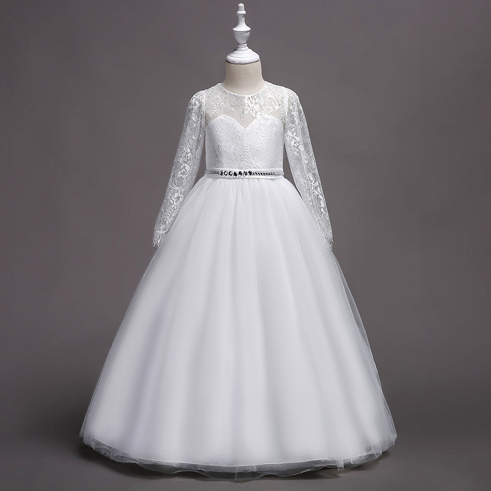 Lace Diamond Flower Girl Dress - view 1