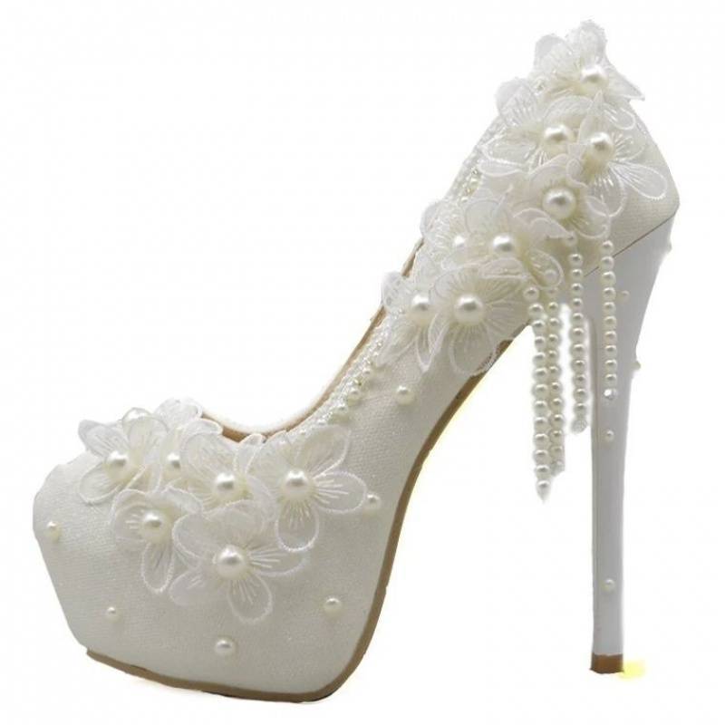 Lace Tassel Bridal Wedding Heels - view 1