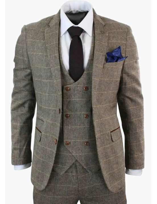 Gentleman's Plaid Three-piece Wedding Suit - view 2