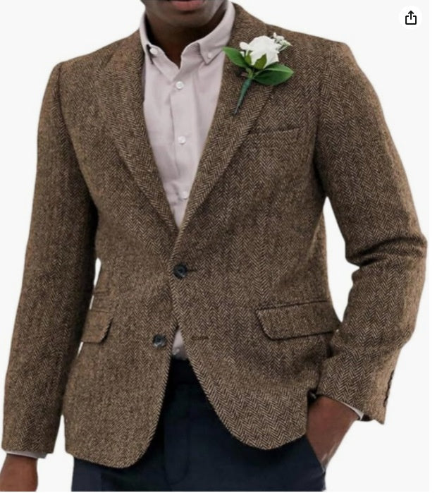 Men's Herringbone Wool Suit Jacket - view 4