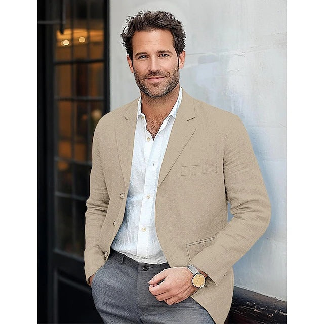 Men's Cotton and Linen Casual Suit Jacket - view 5