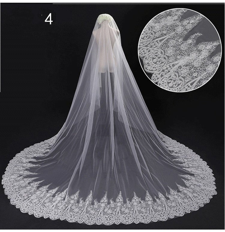 Bridal Wedding Dress Long Tail Luxury Veil - view 4