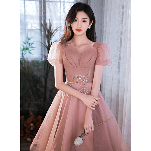 Puff Sleeve Sequin Evening Dress - view 1