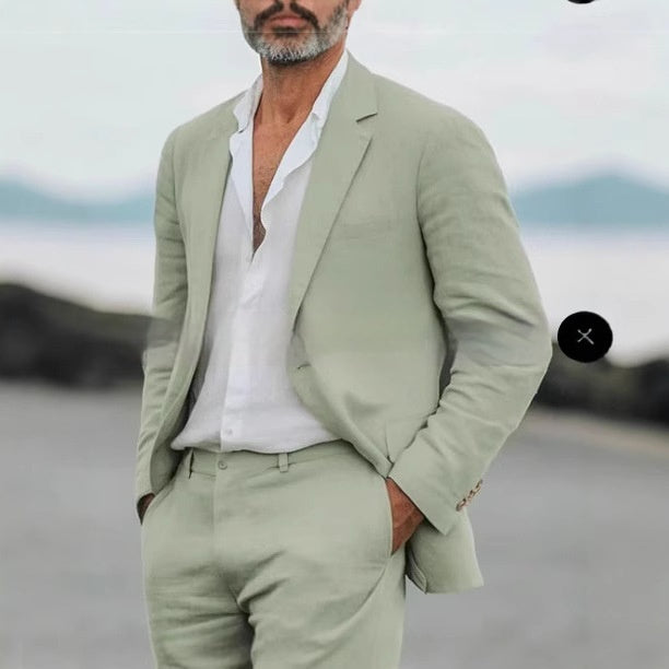 Men's Casual Linen Business Two-piece Suit - view 2