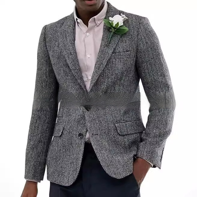 Men's Herringbone Wool Suit Jacket - view 2