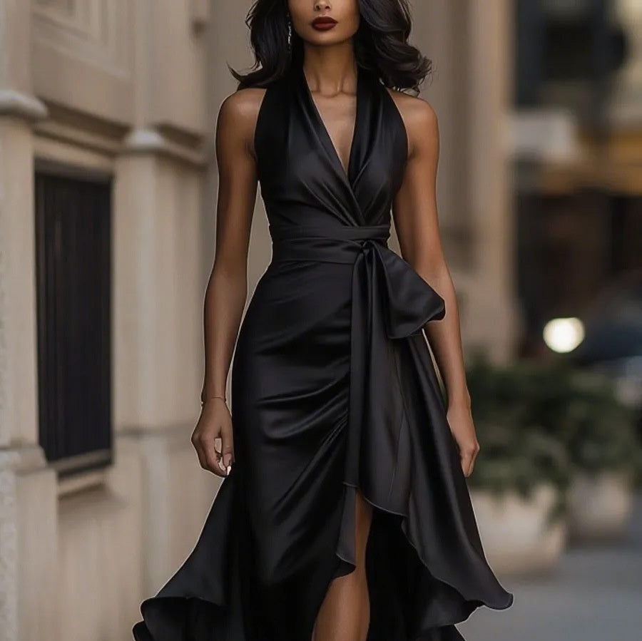 Satin Halter Gown - view 2