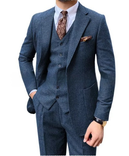 Men's Herringbone Single-breasted Casual Suit - view 2
